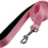 Dogs My Love 4ft Long Neoprene Padded Handle Nylon Leash 4 Sizes Pink