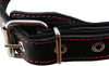 Genuine Leather Braided Studded Dog Collar, Red on Black 1.5" Wide. Fits 17"-22" Neck.