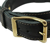 Genuine Leather Dog Collar, Rolled Leather Handle Black