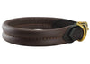 Brown Soft Genuine Rolled Leather Dog Collar Brass Hardware