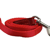 Dog Leash 1/2" Wide Nylon 6ft Length with Leather Enforced Snap Red Small