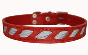 High Quality Genuine Leather Reflective Dog Collar 1" Red Fits 17.5"-22.5" Neck.