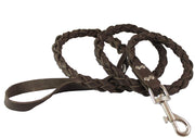 Round Fully Braided Genuine Leather Dog Leash, 4 Ft x 5/8" (15mm), Medium Breeds