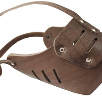Real Leather Cage Basket Secure Dog Muzzle #131 Brown (Circumference 15", Snout Length 4")