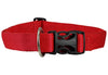 Heavy Duty Adjustable Red Nylon Dog Collar 1.25" Wide. Fits 15"-25" Neck Large