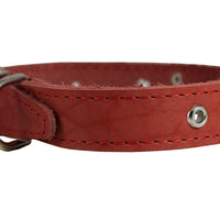 Genuine Leather Studded Dog Collar, Red, 1" Wide. Fits 13"-17.5" Neck Size