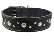 Genuine Leather Studded Dog Collar 2" Wide Black Fit 19"-22" Neck. Retriever, Doberman, Rottweiler