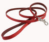 4' Genuine Leather Classic Dog Leash Red 3/8" Wide For Small Breeds and Puppies