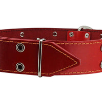 Real Leather Red Spiked Dog Collar Spikes, 1.85" Wide. Fits 22"-26" Neck, XLarge Breeds