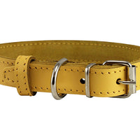 Genuine Leather Dog Collar Yellow 4 Sizes