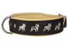 Real Leather Soft Leather Padded Dog Collar Bulldog Black/Beige