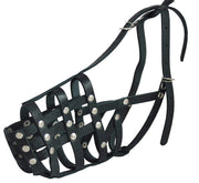 Secure Genuine Leather Mesh Dog Basket Muzzle - Doberman (Circumference 12", Snout Length 4.5")