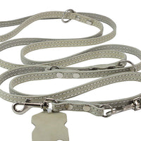 White 6 Way Euro Leather Dog Leash, Adjustable Lead 49"-94" Long, 3/8" Wide (10 mm) for Small Dogs