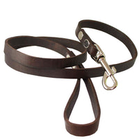 4' Genuine Leather Classic Dog Leash Brown 5/8" Wide for Medium and Large Dogs