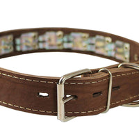 Training Pinch and Genuine Leather Studded Dog Collar Fits 16"-19" Neck Brown 24"x1" Wide