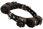 6lbs Genuine Leather Weighted Dog Collar for Exercise and Training. Fits 19"-24" Neck size