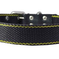 Heavy Duty Nylon and Leather Dog Collar 1.5" Wide. Fits 17"-24" Neck XLarge Rottweiler, Mastiff