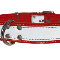 Genuine Leather Reflective Dog Collar 25" Long 1.5" Wide Red Fits 17"-22" Neck