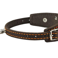 Genuine Leather Two Buckles Dog Collar 9.5"-12.5" Neck for Small Breeds and Puppies Brown