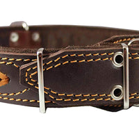 Genuine Leather Braided Studded Dog Collar, Brown 1.75" Wide. Fits 22"-27" Neck.