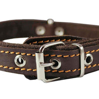 High Quality Genuine Leather Braided Dog Collar Brown 7/8" Wide Fits 13"-16" Neck. 18" Long