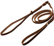 Slip Leash in Brown Genuine Leather Lead and Collar system 54" Long 3/8" Wide Medium