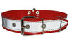 Genuine Leather Reflective Dog Collar 25" Long 1.5" Wide Red Fits 17"-22" Neck