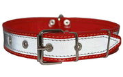 Genuine Leather Reflective Dog Collar 25" Long 1.5" Wide Red Fits 17"-22" Neck