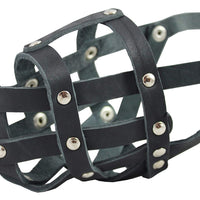 Real Leather Dog Basket Muzzle #104 Black - Amstaff (Circumference 11.8", Snout Length 3")