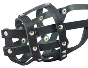 Real Leather Dog Basket Muzzle #104 Black - Amstaff (Circumference 11.8", Snout Length 3")