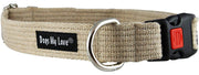 Cotton Web Adjustable Dog Collar with Locking Device 4 Sizes Beige