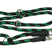 Adjustable Multifunctional Rope Dog Leash 42"-70" Green/Black