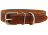 Genuine Leather Dog Collar Barb Wire Pattern Brown 4 Sizes