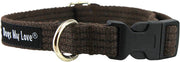 Cotton Web Adjustable Dog Collar 4 Sizes Brown