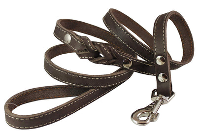6' Genuine Leather Braided Dog Leash Brown 3/4
