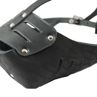 Real Leather Cage Basket Secure Dog Muzzle #130 Black (Circumference 13.5", Snout Length 3.5")
