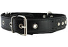 Genuine Leather Braided Studded Dog Collar, Black 1.6" Wide. Fits 19"-24" Neck, Large
