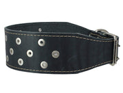 3" Extra Wide Heavy Duty Genuine Leather Studded Black Leather Collar 20"-24.5" Neck Large Breeds