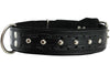 Genuine Leather Braided Studded Dog Collar, Black 1.75" Wide. Fits 22"-27" Neck, Xlarge.