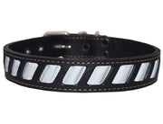 Genuine Leather Reflective Dog Collar 26"x1.5" Black Fits 18"-23" Neck