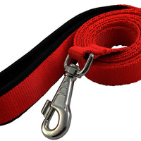 Dogs My Love 6ft Long Neoprene Padded Handle Nylon Leash 4 Sizes Red