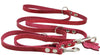 Red 6 Way Multifunctional Leather Dog Leash, Adjustable Lead 49"-94" Long 3/8" Wide (10 mm) Small
