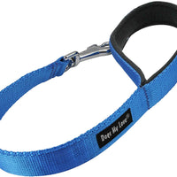 Short Dog Leash Padded Handle Wide Nylon Traffic Lead 22" Long Blue
