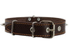 Real Leather Brown Spiked Dog Collar Spikes, 1.25" Wide. Fits 15.5"-20" Neck, Medium Breeds