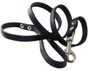 4' Genuine Leather Classic Dog Leash Black 5/8" Wide for Medium and Large Dogs