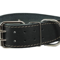 Black Genuine Leather Studded Dog Collar, 1.75" Wide. Fits 18.5"-22" Neck. For Large Breeds
