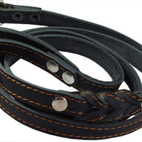 6' Genuine Leather Braided Dog Leash Black 3/4" Wide for Largest Breeds