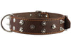 Real Leather Brown Spiked Dog Collar Spikes 1.85" Wide. Fits 22"-26" Neck XLarge Breeds Bullmastiff