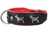 Real Leather Soft Leather Padded Dog Collar Bull Terrier 1.75" Wide. Black/Red