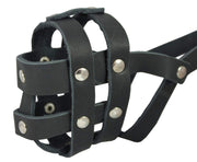 Real Leather Dog Basket Muzzle #0 Black - Spaniel, Poodle, Schnauzer (Circumf 8.5", Snout Length 2")